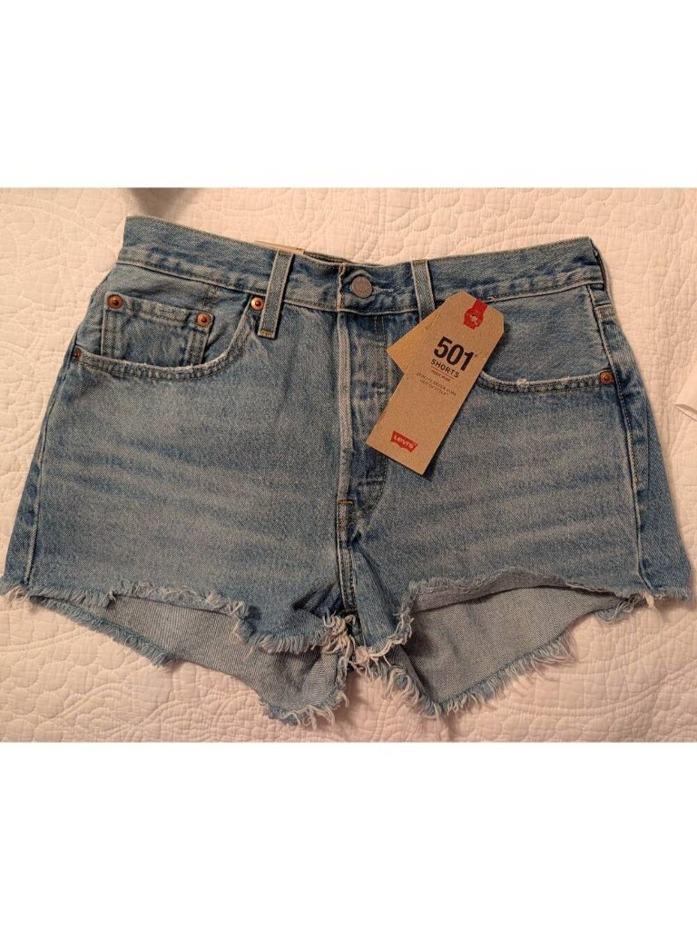Levis 501 Womens Denim High-Rise Cutoff Shorts W28 Button Fly Light Wash NWT
